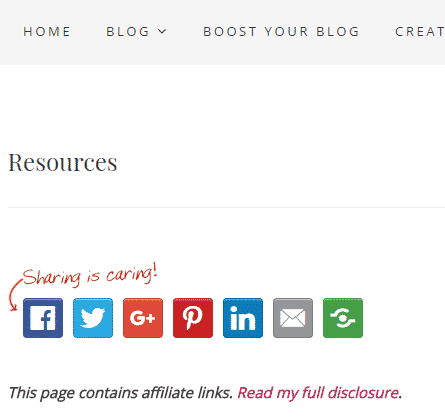 Screenshot of the "Resources" section on Shareaholic 