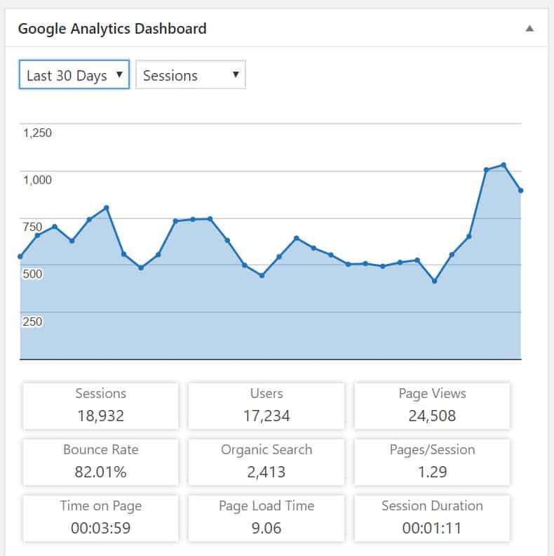 google analytics screen shot