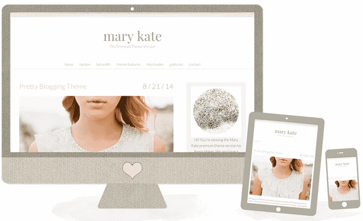 Screenshot of Homepage of Mary Kate website on computer, tablet and smartphone