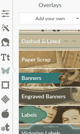 Screenshot of Overlay Section in PicMonkey