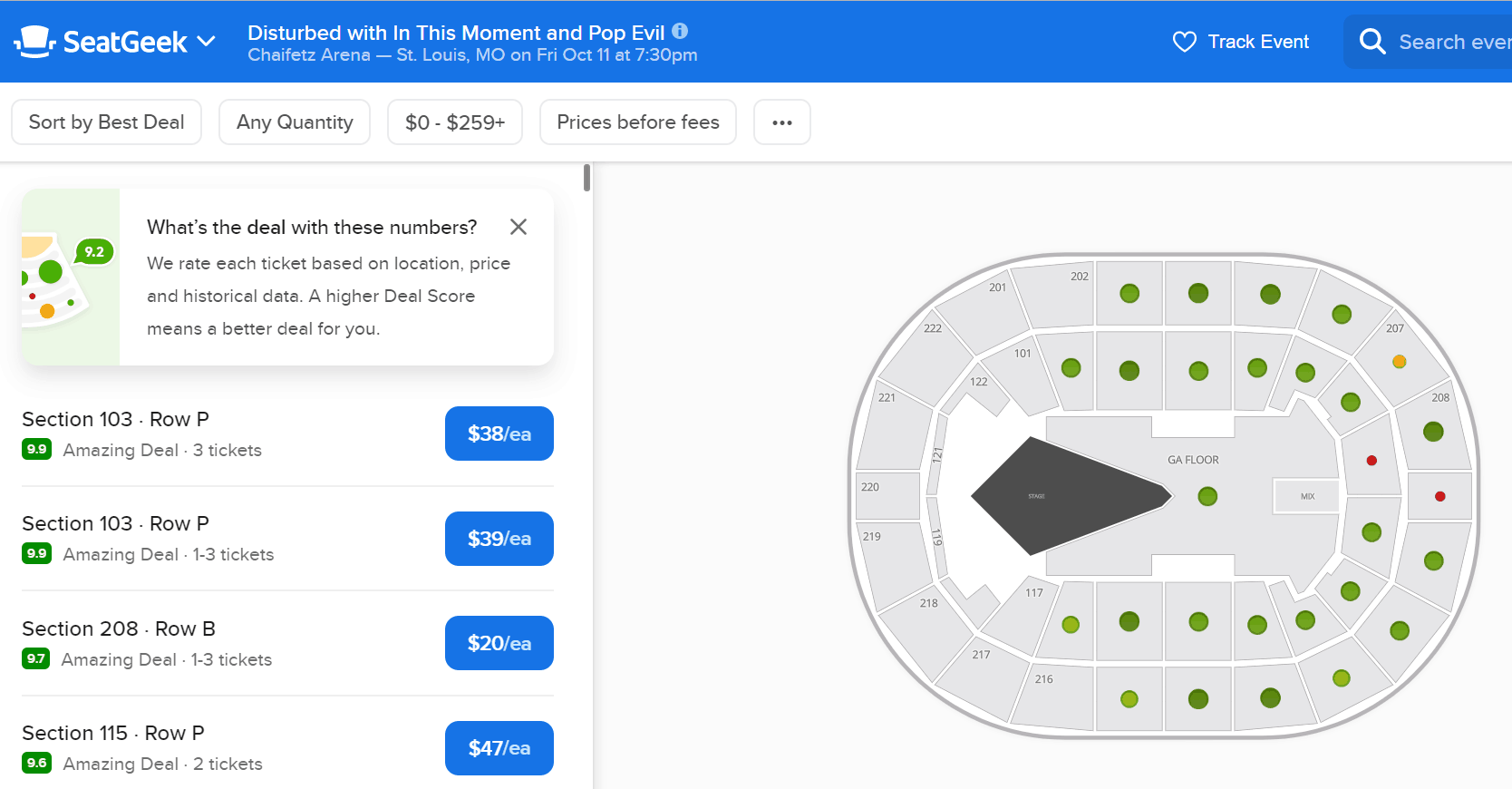 SeatGeek Screenshot Website Image