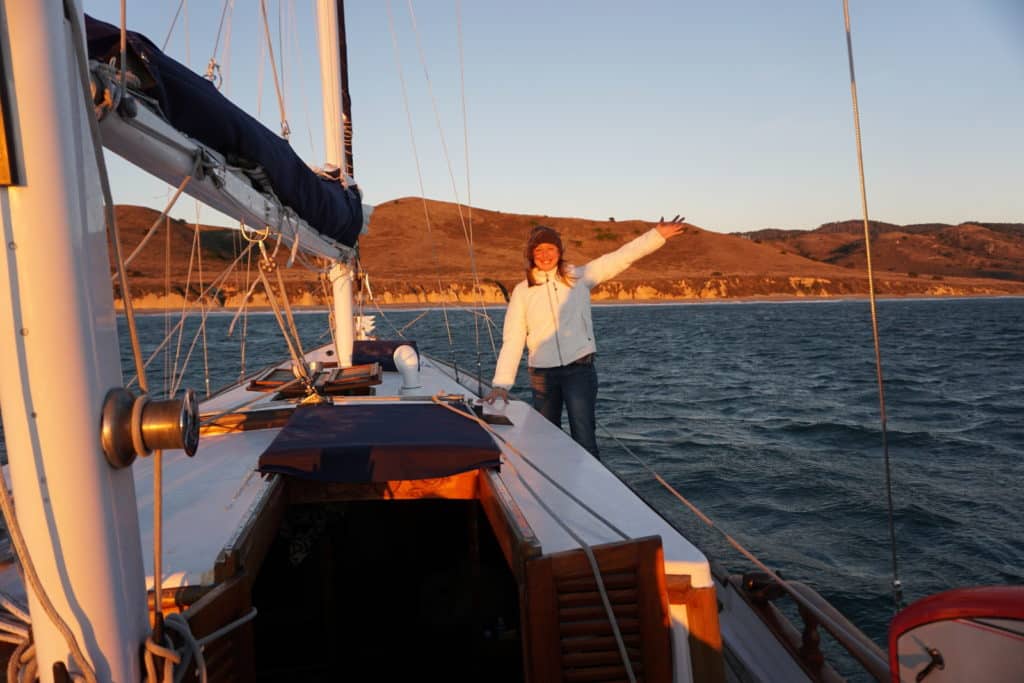 image of journalist on her sailboat
