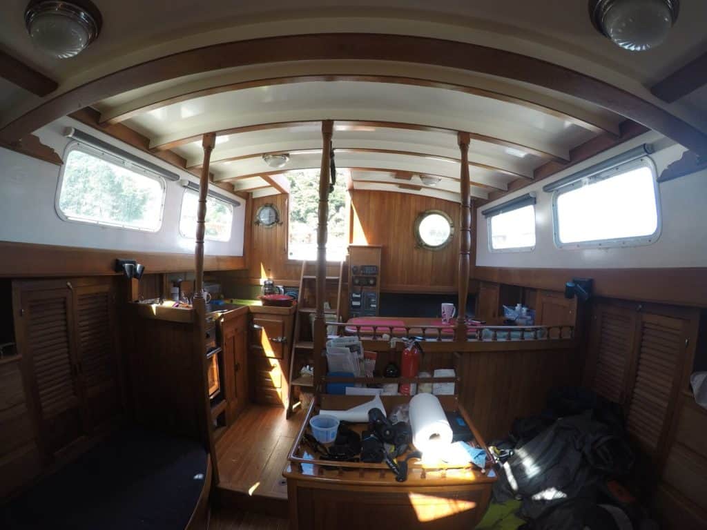 image of interior of sailboat