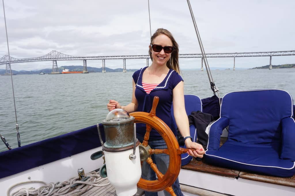 image of kristen on sailboat