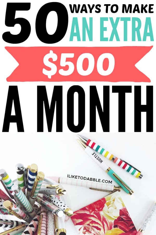 image of pen and journals. 50 ways to make an extra $500 a month. Extra money making ideas. Earn extra money. 50 ways to make an extra $500 a month. Ways to make extra money this month. Money making apps. Money making ideas. Side hustle ideas. Make extra money online. Money tips. #sidehustle #makemoney #extramoney #moneytips