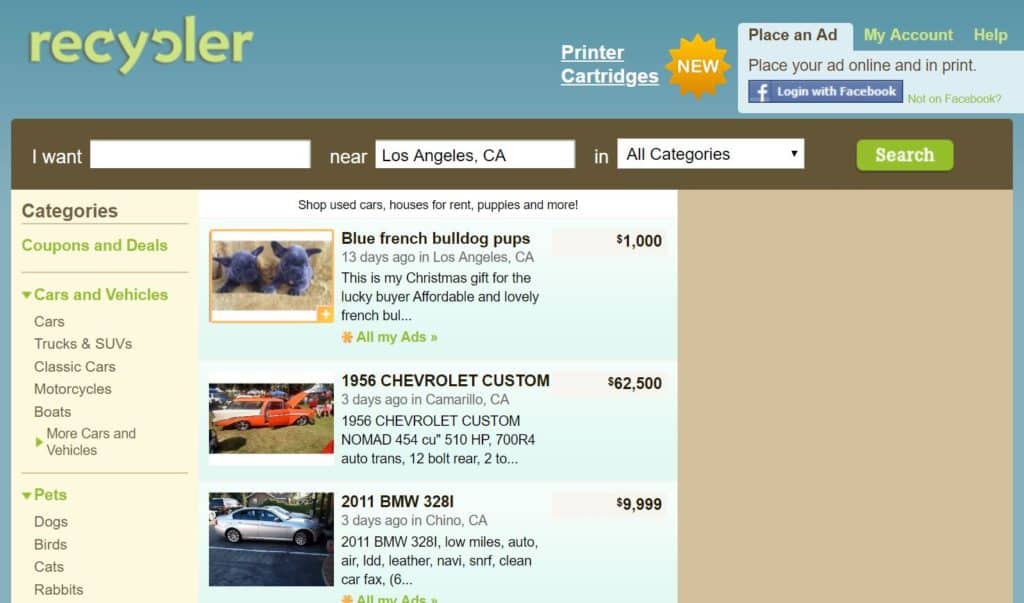 sites like craigslist recycler website screenshot