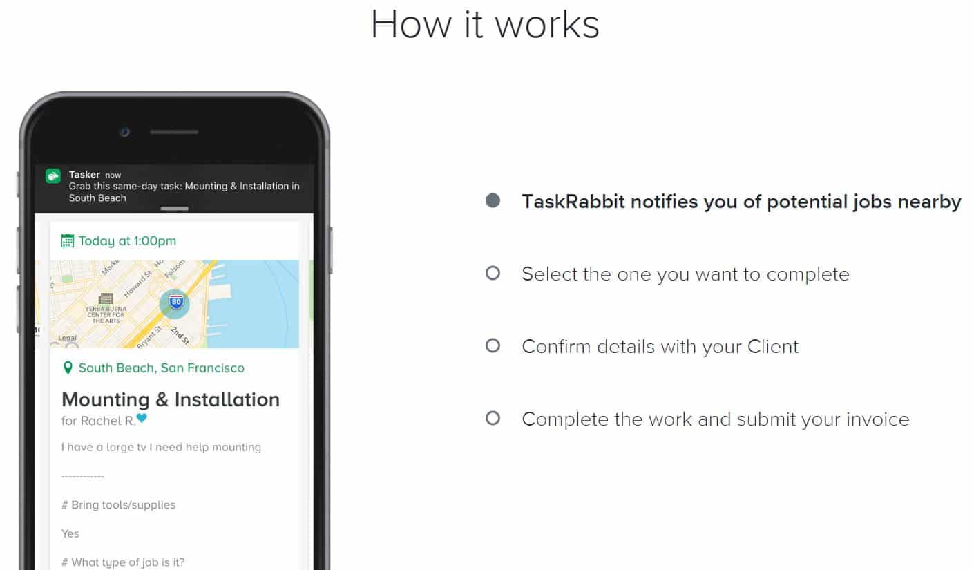 Side hustle apps. Image of taskrabbit app.
