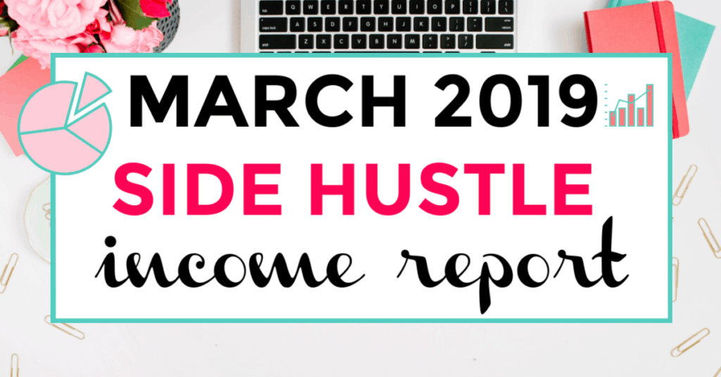 Side hustle income report march 2019. featured image of keyboard and journal in background.