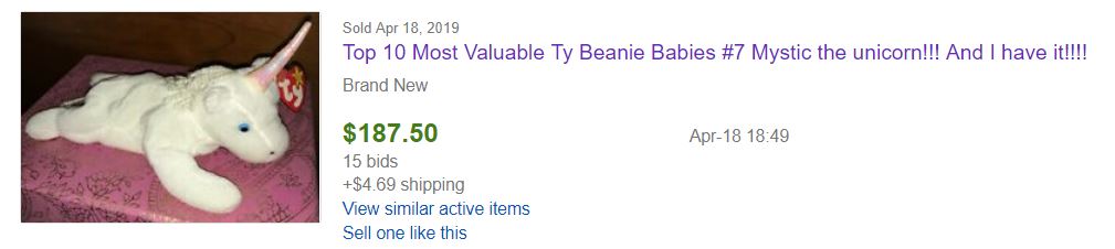 easiest items to flip mystic the unicorn beanie baby. Image of unicorn beanie baby