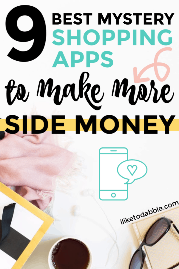 9 best mystery shopping apps to make more side cash. Side hustle using only your smart phone and make up to $200 per job. Image of sunglasses, scarf and tea cup in the background. #mysteryshopping #sidehustles #getpaidtoshop #secretshopper