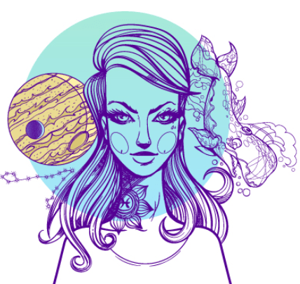 Pisces zodiac sign illustration