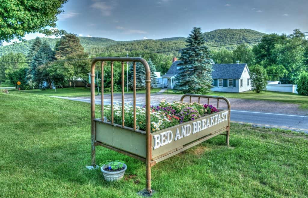 Airbnb listing. Image of a bed outside of bed and breakfast motel. Pun intended. 