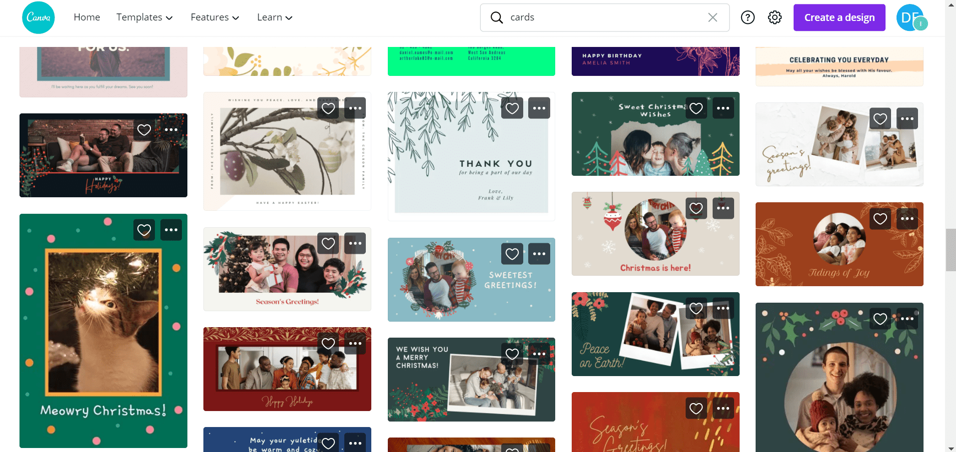 snapshot of canva card templates for virtual money gift ideas