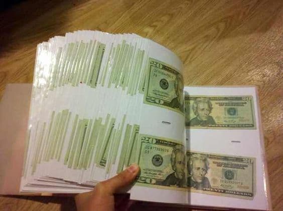 money photo album gift idea. Money in photo album, only thing in album.