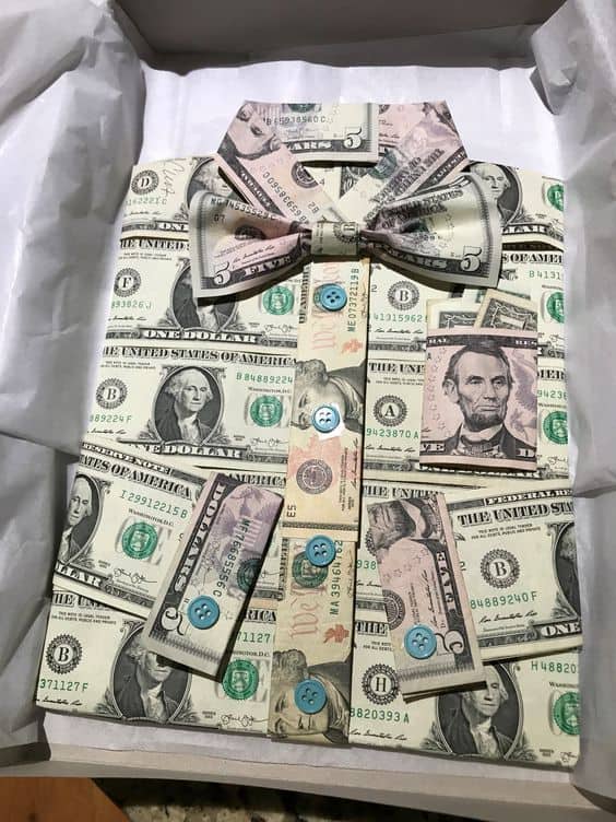 shirt made out of money - money gift ideas