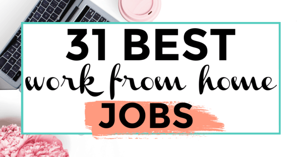 best work from home jobs. featured image of laptop and flowers..