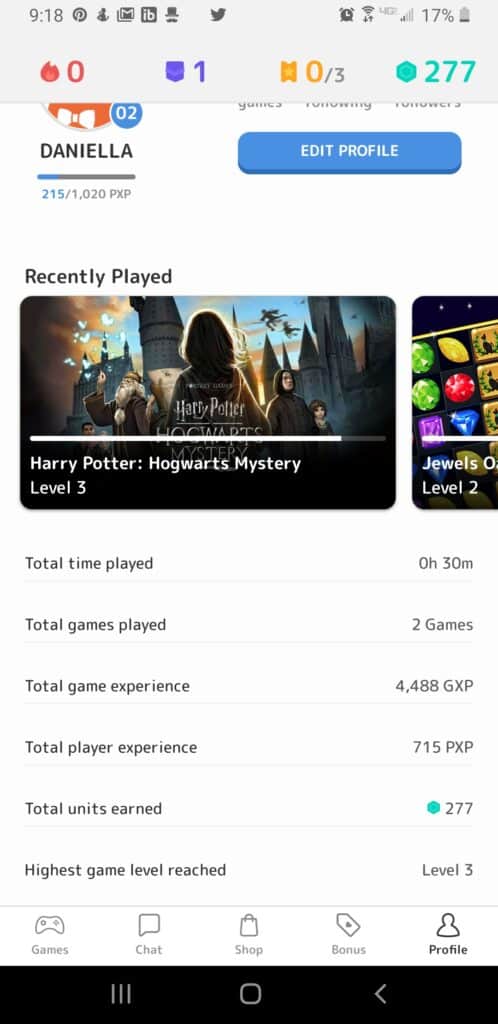 Mistplay review - player history screenshot