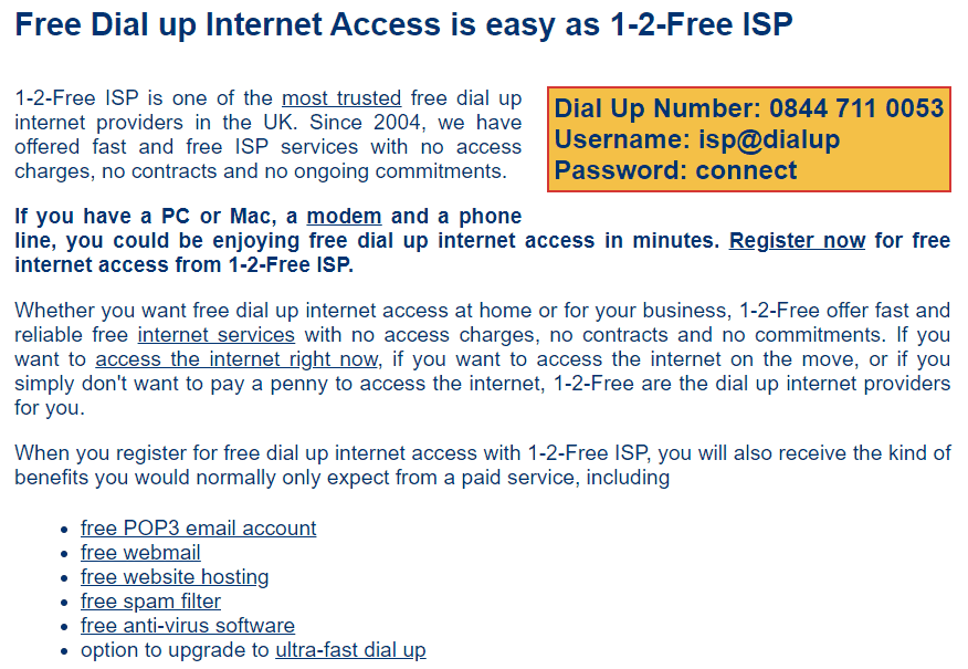 FreeISP free internet UK screenshot
