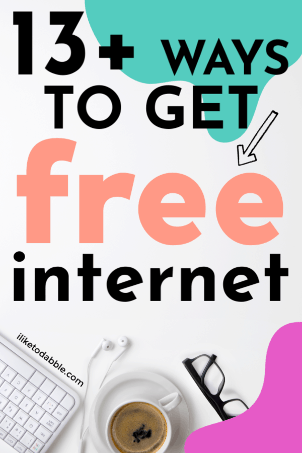 How to get free internet including 13 different ways. Image of laptop, reading glasses, tea cup and headphones. #freeinternet #freestuff #freebies #savemoney #moneytips #freewifi #freedata