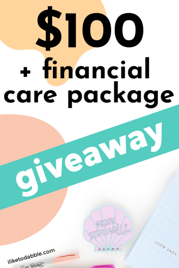 Win $100 plus a package of items to help you get your money in check during these crazy times. Image of planner, permanent markers and a seashell shaped notepad.  #moneygiveaway #giveaway #bloggergiveaway #bookgiveaway #makemoney #moneytips