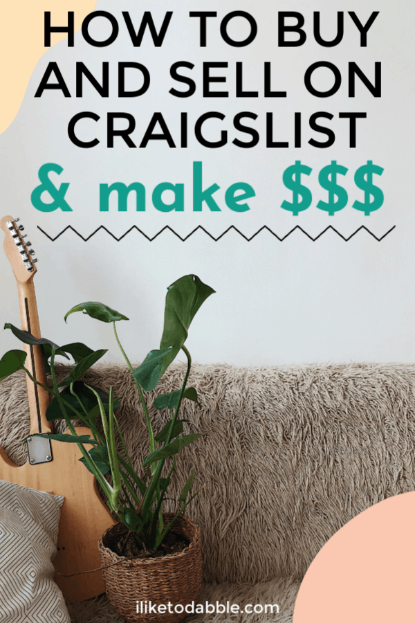 How to make extra money buying and selling on craigslist. Image of plant, guitar and pillow on a furry couch #reseller #resellercommunity #sellonline #sidehustles #selloncraigslist #thriftstoreflipper #thriftstore