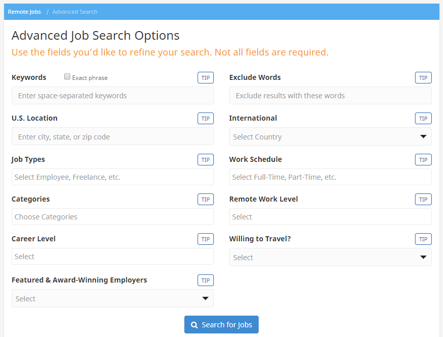 Flexjobs advanced search image