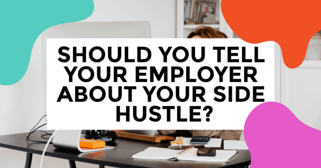 should you tell your employer about your side hustle featured image of woman working on the computer on her desk
