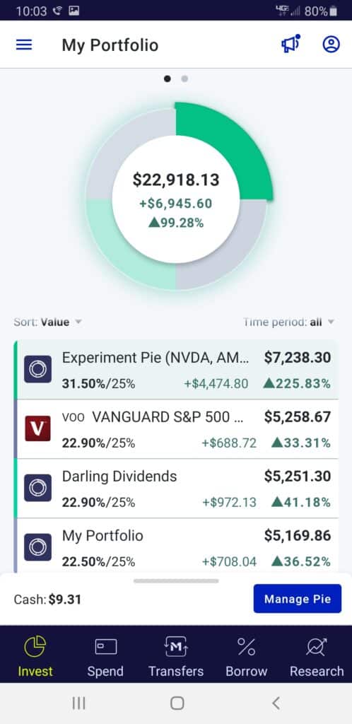 M1 Finance Review In App Snapshot