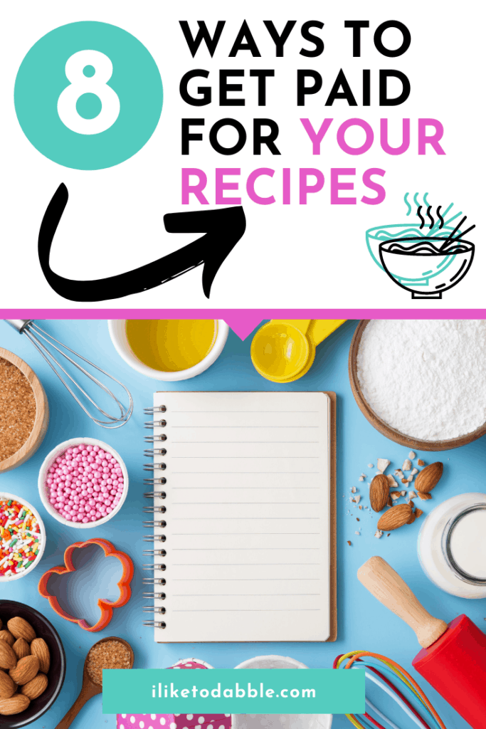Image of notebook, rolling pin, cookie cutter and recipe ingredients with title text and graphics