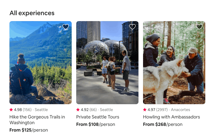 Popular Airbnb experiences in Seattle, WA