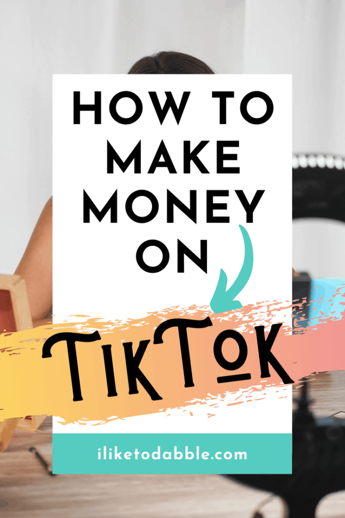 Woman making money with tiktok in front of a ring light with title text overlay