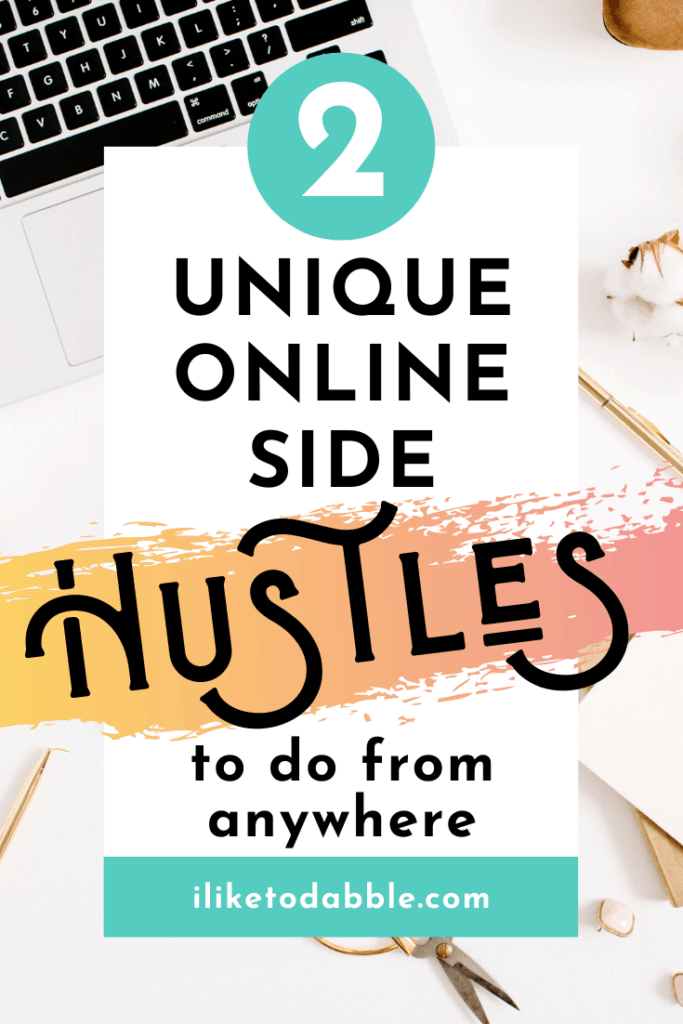 unique side hustles vertical image with title text and laptop in the background