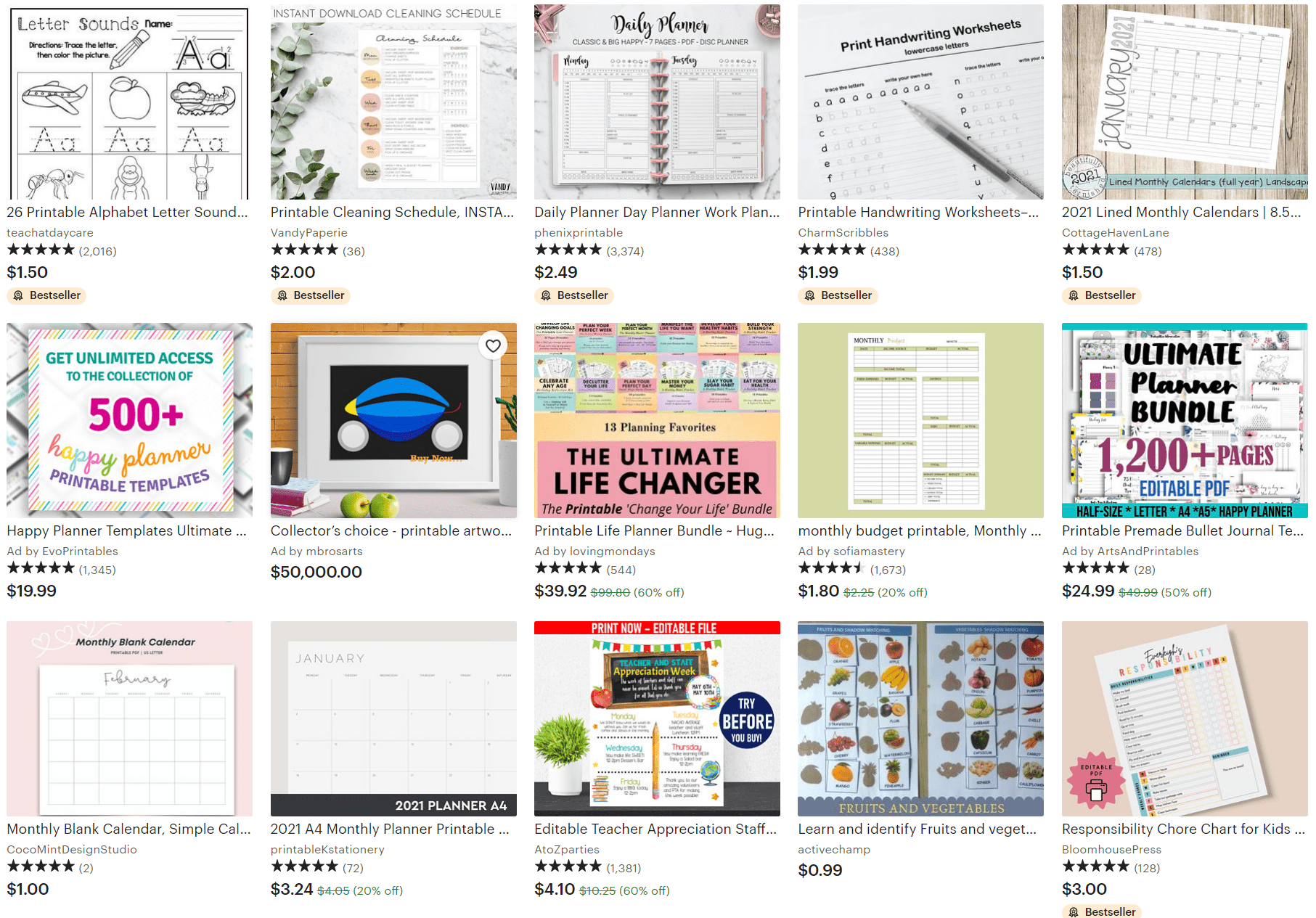 etsy printables screenshot