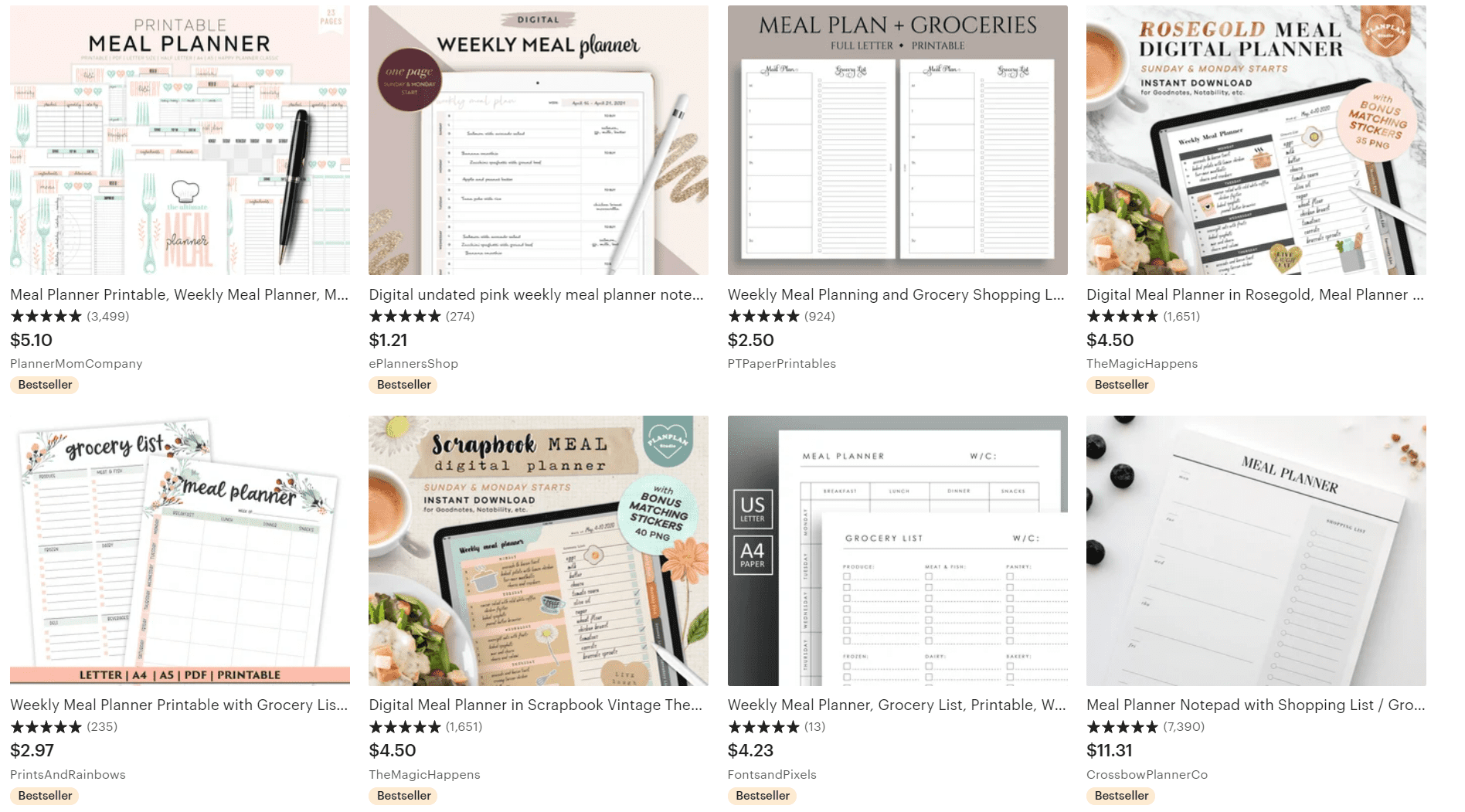 meal planner printables