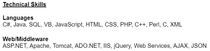 technical skills to put on a resume - snapshot of my resume