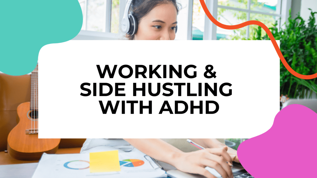 working with adhd featured image with something that has headphones on and is working on the computer with a guitar in the background
